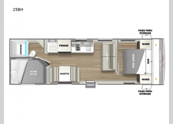 Floorplan - 2025 Avenger LT 25BH Travel Trailer