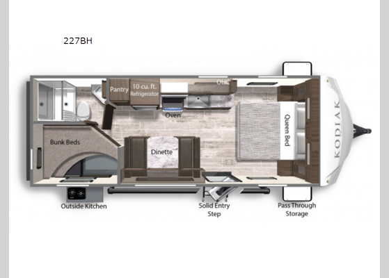 Floorplan - 2023 Kodiak Ultra-Lite 227BH Travel Trailer