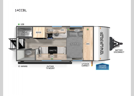 Floorplan - 2025 Cherokee Wolf Pup Black Label 14CCWBL Travel Trailer