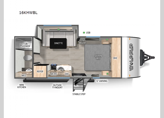 Floorplan - 2025 Cherokee Wolf Pup Black Label 16KHWBL Travel Trailer