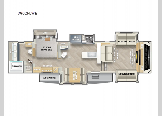 Floorplan - 2025 Sanibel 3802FLWB Fifth Wheel