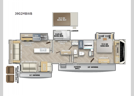 Floorplan - 2025 Sanibel 3902MBWB Fifth Wheel