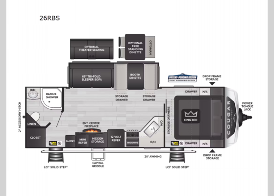 Floorplan - 2025 Cougar Half-Ton 26RBS Travel Trailer