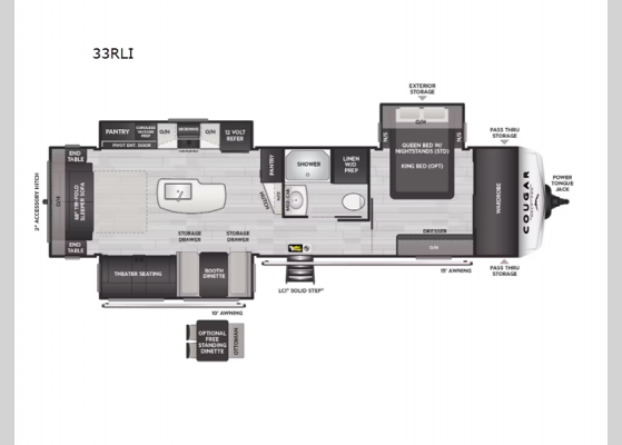 Floorplan - 2025 Cougar Half-Ton 33RLI Travel Trailer