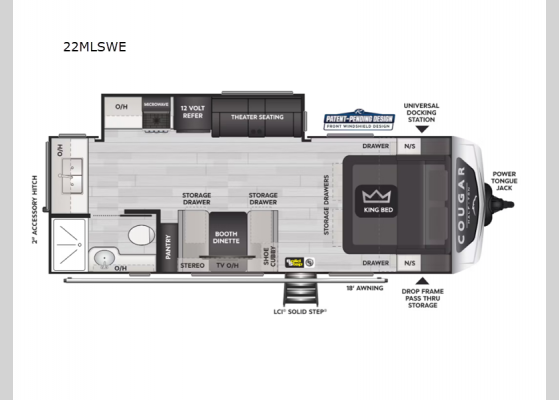 Floorplan - 2025 Cougar Half-Ton 22MLSWE Travel Trailer