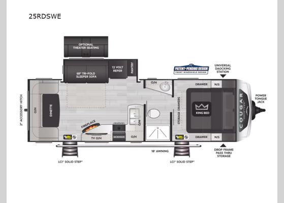 Floorplan - 2025 Cougar Half-Ton 25RDSWE Travel Trailer