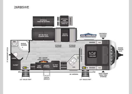 Floorplan - 2025 Cougar Half-Ton 26RBSWE Travel Trailer