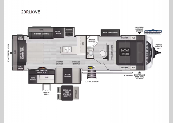 Floorplan - 2025 Cougar Half-Ton 29RLKWE Travel Trailer