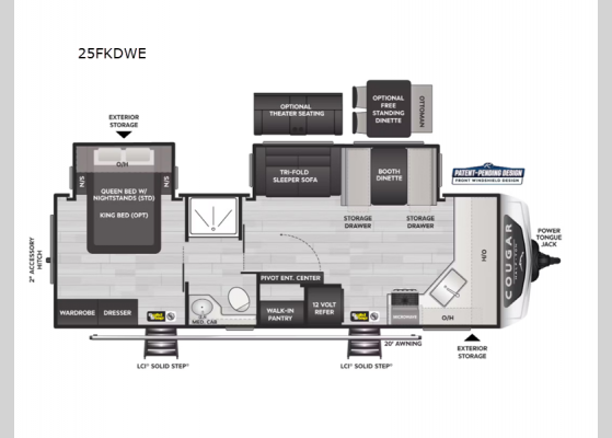 Floorplan - 2025 Cougar Half-Ton 25FKDWE Travel Trailer