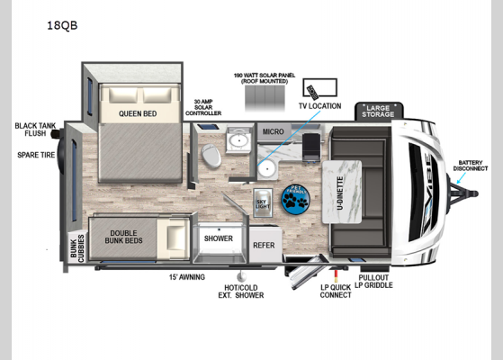 Floorplan - 2024 Vibe 18QB Travel Trailer