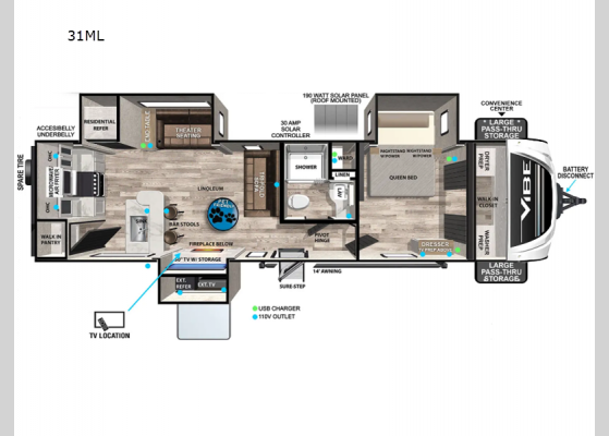 Floorplan - 2024 Vibe 31ML Travel Trailer