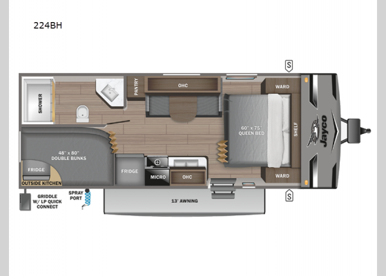 Floorplan - 2024 Jay Flight 224BH Travel Trailer