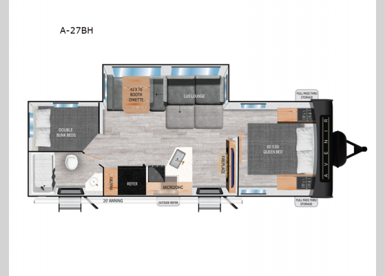 Floorplan - 2025 Avenir A-27BH Travel Trailer