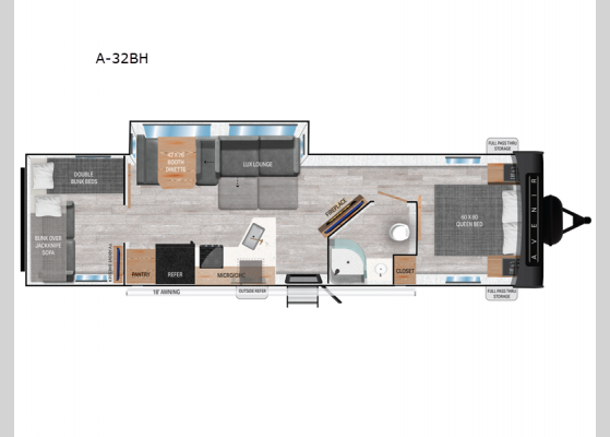 Floorplan - 2025 Avenir A-32BH Travel Trailer