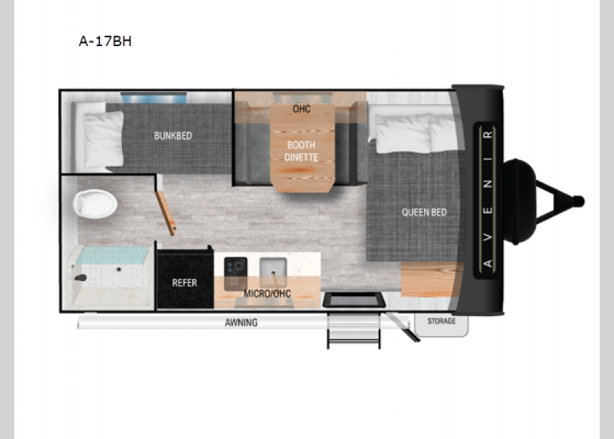 Floorplan - 2025 Avenir A-17BH Travel Trailer