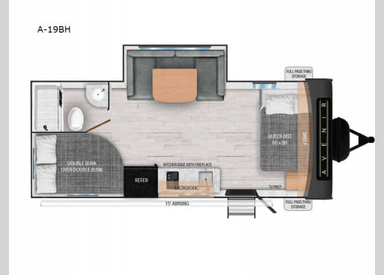 Floorplan - 2025 Avenir A-19BH Travel Trailer