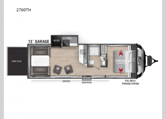 Floorplan - 2025 MPG 2700TH Toy Hauler Travel Trailer