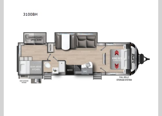 Floorplan - 2025 MPG 3100BH Travel Trailer