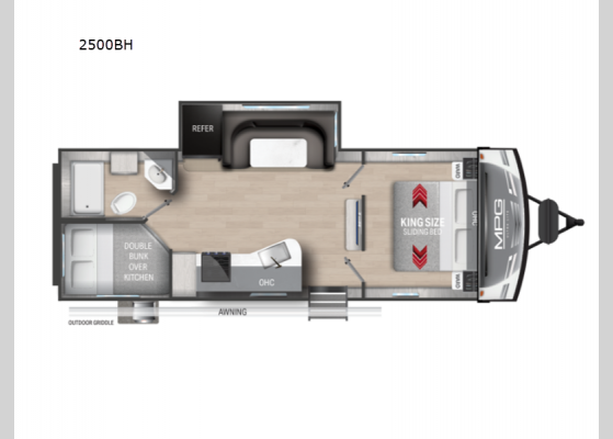 Floorplan - 2025 MPG 2500BH Travel Trailer