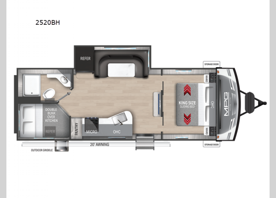 Floorplan - 2025 MPG 2520BH Travel Trailer