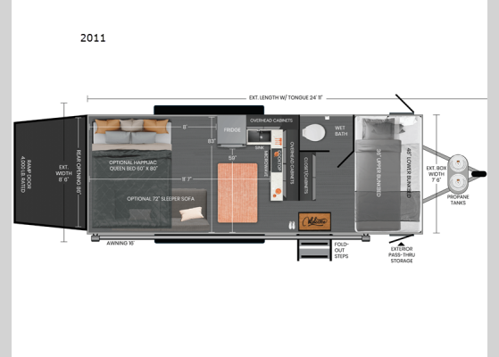 Floorplan - 2026 PLA 450 2011 Toy Hauler Travel Trailer