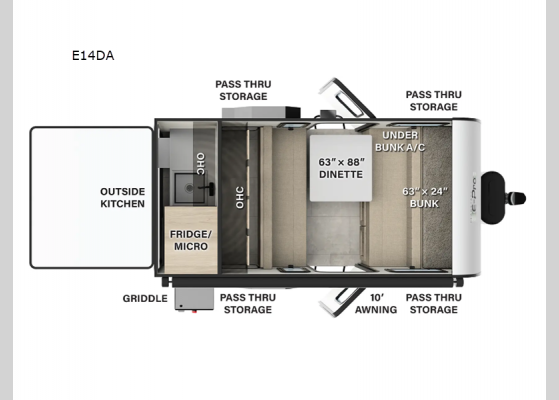 Floorplan - 2025 Flagstaff E-Pro E14DA Travel Trailer