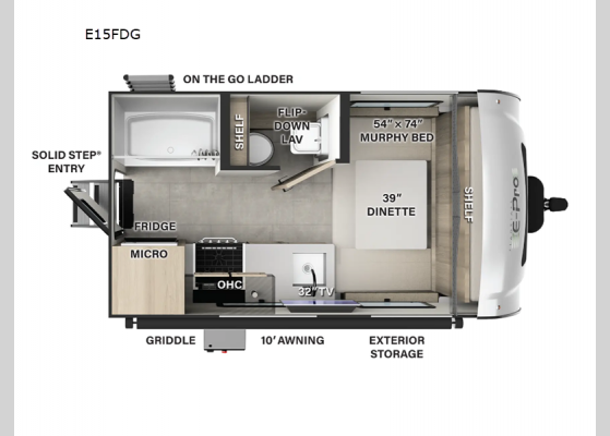 Floorplan - 2025 Flagstaff E-Pro E15FDG Travel Trailer