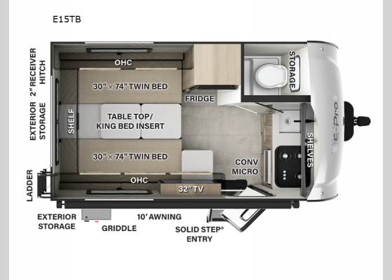 Floorplan - 2025 Flagstaff E-Pro E15TB Travel Trailer