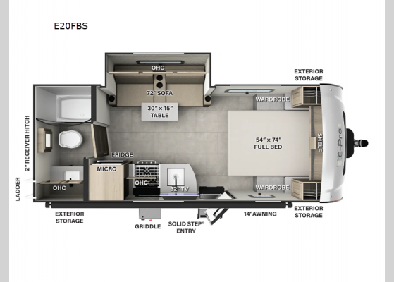 Floorplan - 2025 Flagstaff E-Pro E20FBS Travel Trailer