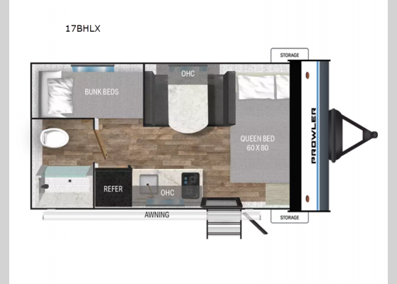 Floorplan - 2025 Prowler 17BHLX Travel Trailer