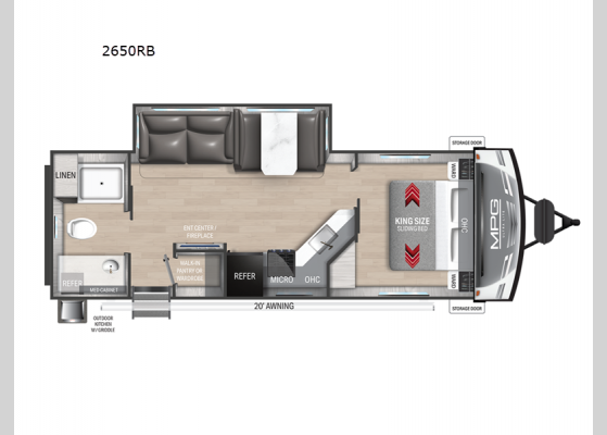 Floorplan - 2025 MPG 2650RB Travel Trailer