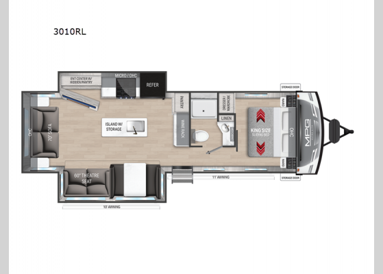 Floorplan - 2025 MPG 3010RL Travel Trailer