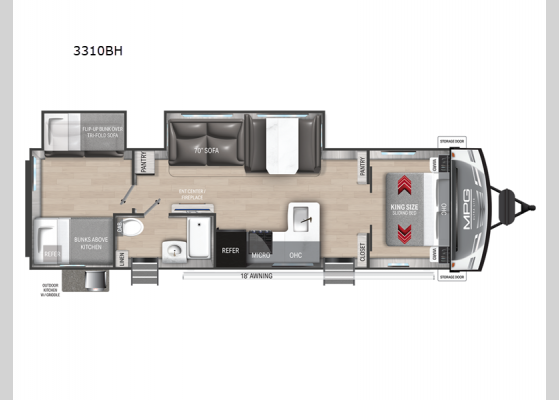 Floorplan - 2025 MPG 3310BH Travel Trailer