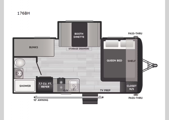 Floorplan - 2025 Hideout Sport Single Axle 176BH Travel Trailer