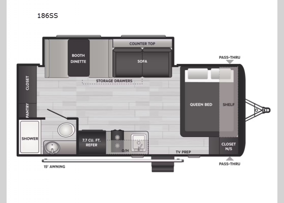 Floorplan - 2025 Hideout Sport Single Axle 186SS Travel Trailer