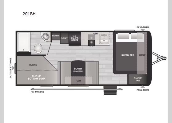 Floorplan - 2025 Hideout Sport Single Axle 201BH Travel Trailer