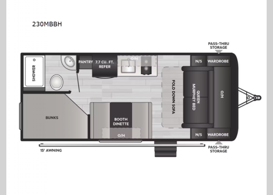 Floorplan - 2025 Hideout Sport Single Axle 230MBBH Travel Trailer