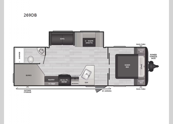 Floorplan - 2025 Hideout Sport Double Axle 269DB Travel Trailer