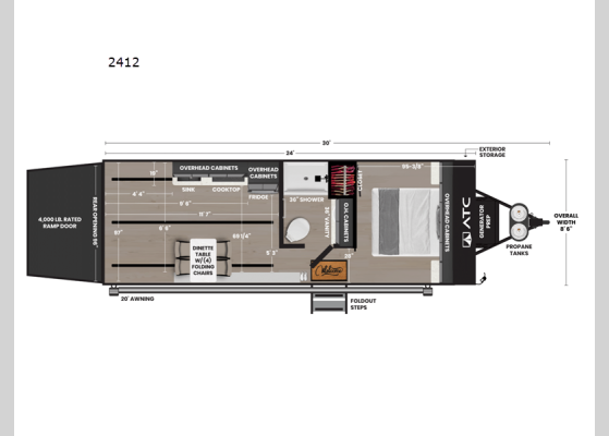 Floorplan - 2026 PLA 550 2412 Toy Hauler Travel Trailer