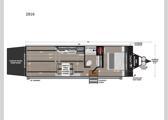 Floorplan - 2026 PLA 550 2816 Toy Hauler Travel Trailer