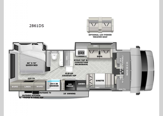 Floorplan - 2024 Forester Classic 2861DS Ford Motor Home Class C