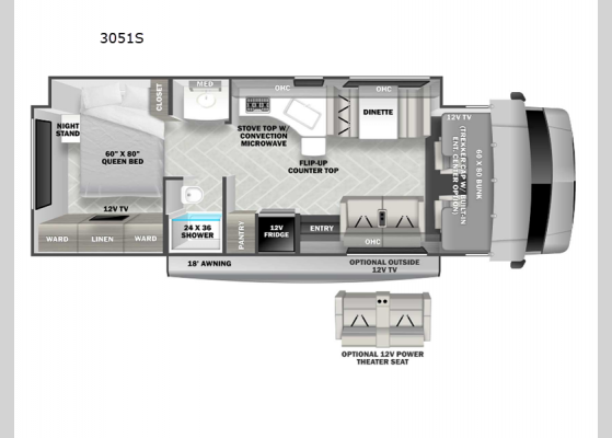 Floorplan - 2024 Forester Classic 3051S Ford Motor Home Class C