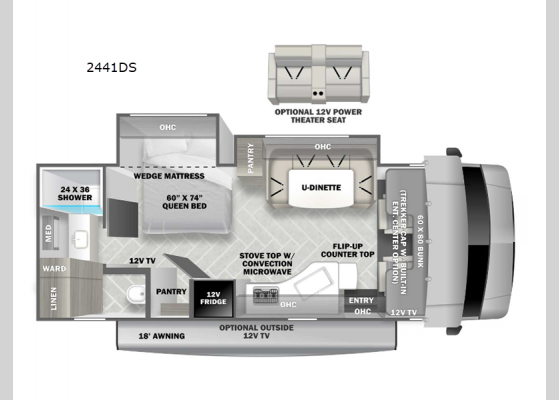 Floorplan - 2024 Forester Classic 2441DS Ford Motor Home Class C