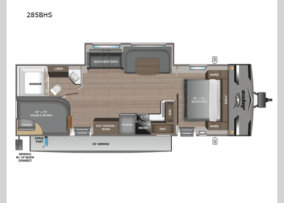 Floorplan - 2024 Jay Flight 285BHS Travel Trailer