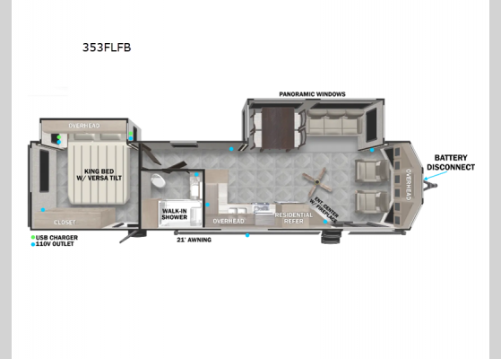 Floorplan - 2024 Salem Villa Series 353FLFB Destination Trailer