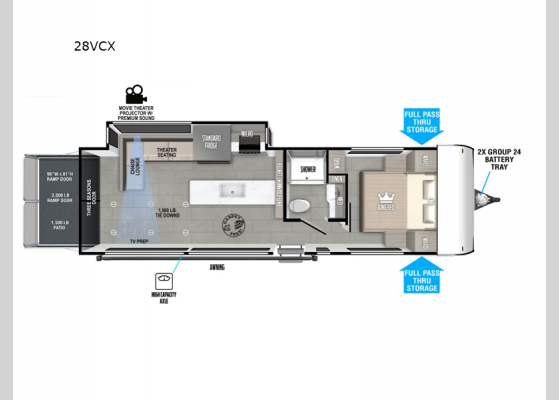 Floorplan - 2025 Salem FSX 28VCX Toy Hauler Travel Trailer