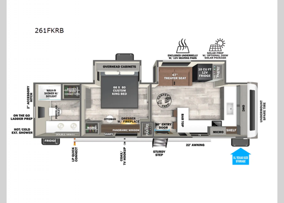 Floorplan - 2025 Salem Hemisphere 261FKRB Travel Trailer