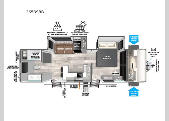 Floorplan - 2025 Salem Hemisphere 265BSRB Travel Trailer