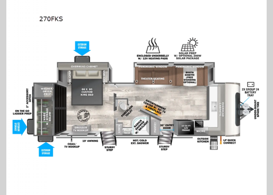 Floorplan - 2025 Salem Hemisphere 270FKS Travel Trailer