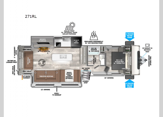 Floorplan - 2025 Salem Hemisphere 271RL Travel Trailer